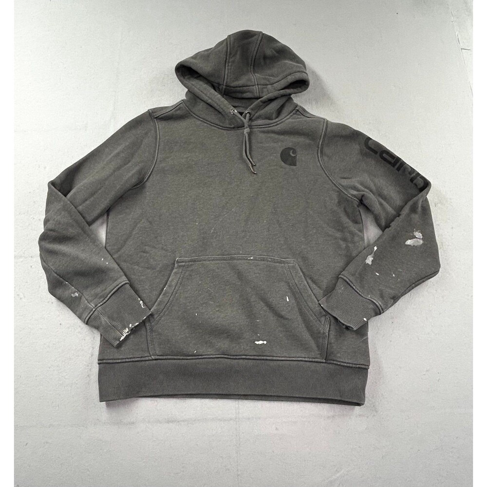 Carhartt Clarksburg Spellout Relaxed Fit Hoodie Sweatshirt Womens 102791 Gray